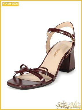 Women's Chunky Block Heel Sandals Open Toe Ankle Strap Bow Strappy Heels